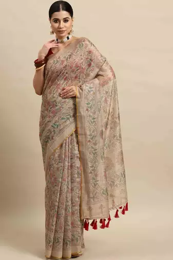 Silk Land  Multicolored  Printed Cotton Blend Saree 