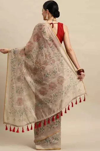 Silk Land  Multicolored  Printed Cotton Blend Saree 
