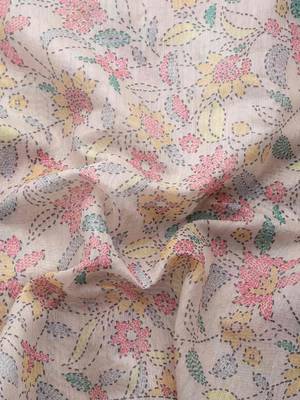 Silk Land  Multicolored  Printed Cotton Blend Saree  3