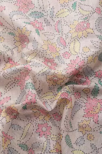 Silk Land  Multicolored  Printed Cotton Blend Saree 