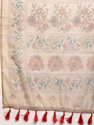 Silk Land  Multicolored  Printed Cotton Blend Saree  5