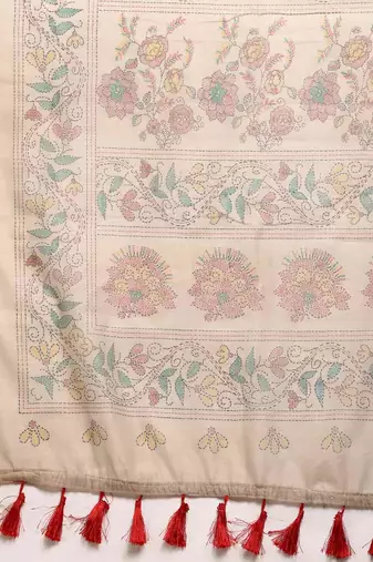 Silk Land  Multicolored  Printed Cotton Blend Saree 