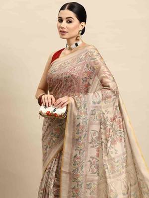 Silk Land  Multicolored  Printed Cotton Blend Saree  1