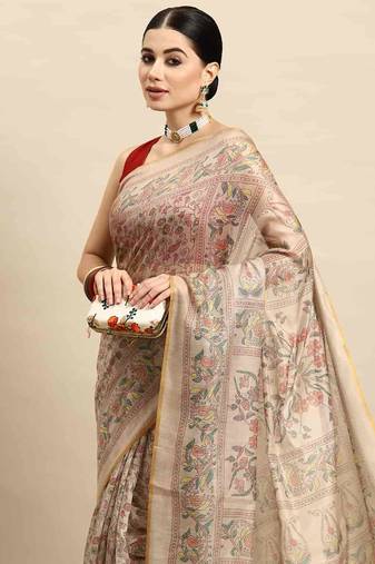 Silk Land  Multicolored  Printed Cotton Blend Saree 