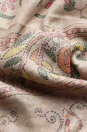 Silk Land  Multicolored  Printed Cotton Blend Saree 