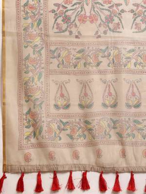 Silk Land  Multicolored  Printed Cotton Blend Saree  5