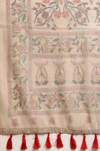 Silk Land  Multicolored  Printed Cotton Blend Saree 