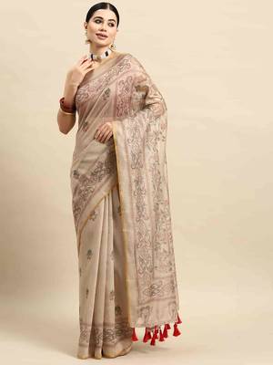 Silk Land  Multicolored  Printed Cotton Blend Saree  1