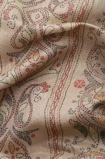 Silk Land  Multicolored  Printed Cotton Blend Saree 