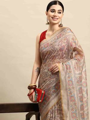 Silk Land  Multicolored  Printed Cotton Blend Saree  1