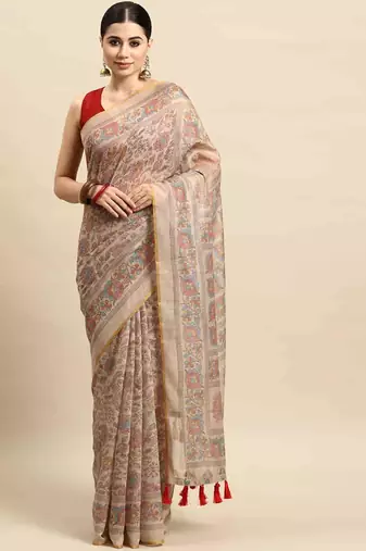 Silk Land  Multicolored  Printed Cotton Blend Saree 