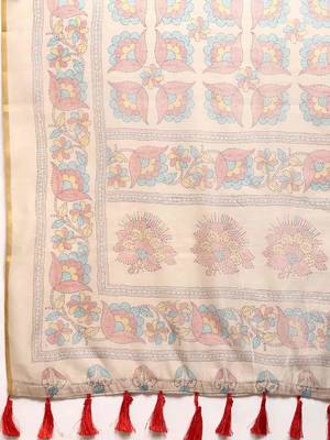 Silk Land  Multicolored  Printed Cotton Blend Saree  3
