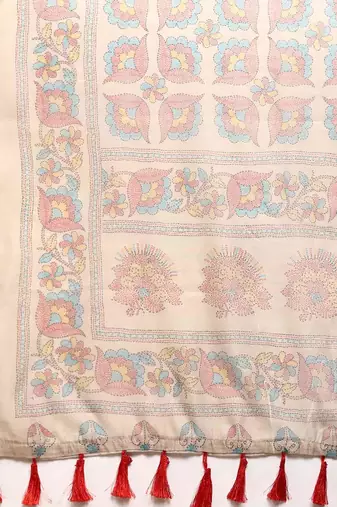 Silk Land  Multicolored  Printed Cotton Blend Saree 