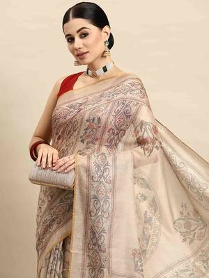 Silk Land  Multicolored  Printed Cotton Blend Saree  1