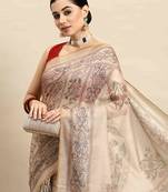 Silk Land  Multicolored  Printed Cotton Blend Saree 