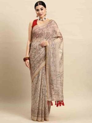 Silk Land  Multicolored  Printed Cotton Blend Saree  2