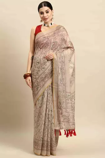 Silk Land  Multicolored  Printed Cotton Blend Saree 