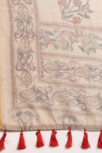 Silk Land  Multicolored  Printed Cotton Blend Saree 