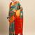Silk Land  teal  checked art silk saree 