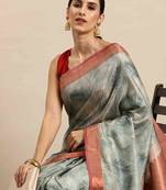 Silk Land  Teal  Digital Print Art Silk Saree 