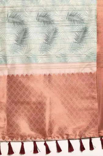 Silk Land  Teal  Digital Print Art Silk Saree 