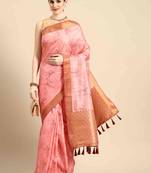 Silk Land  Pink  Digital Print Art Silk Saree 