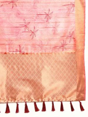 Silk Land  Pink  Digital Print Art Silk Saree  5