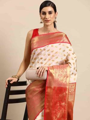 white woven design silk cotton saree 1