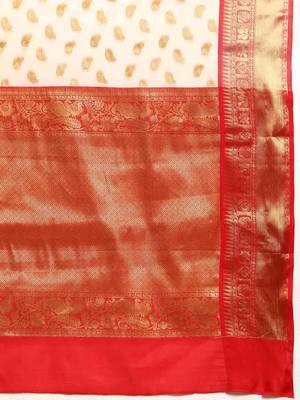 white woven design silk cotton saree 5
