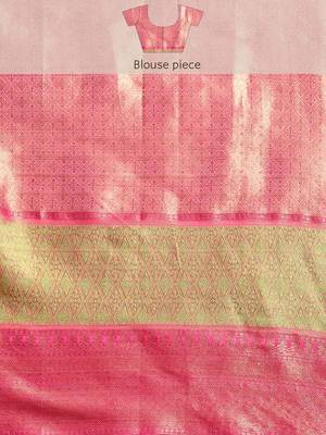 Silk Land  White  Woven Design Silk Cotton Saree  5