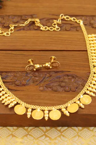 Kerala style goldplated lakshmi necklaceset