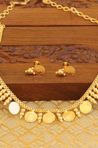 Kerala style goldplated lakshmi necklaceset