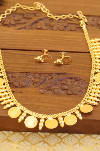 Kerala style goldplated lakshmi necklaceset
