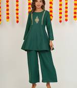 COTTON BLENDED EMBRODIERED CO-ORD SET