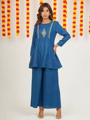 COTTON BLENDED EMBRODIERED CO-ORD SET 1