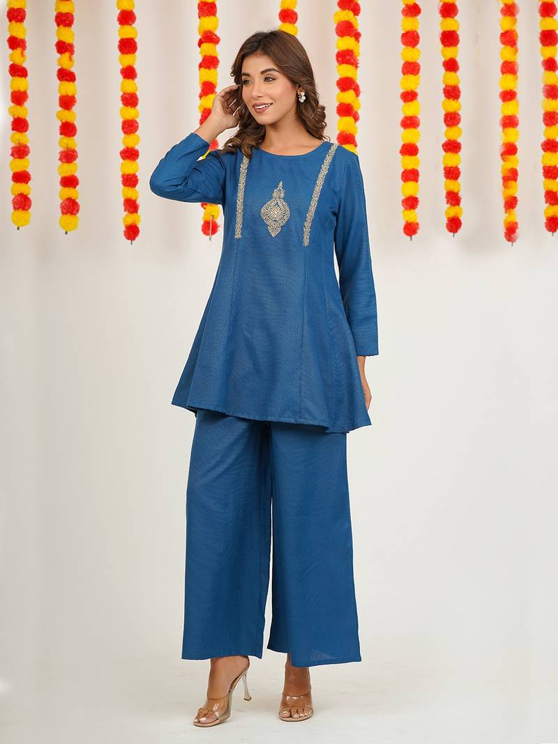 COTTON BLENDED EMBRODIERED CO-ORD SET
