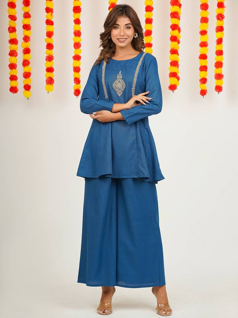 COTTON BLENDED EMBRODIERED CO-ORD SET