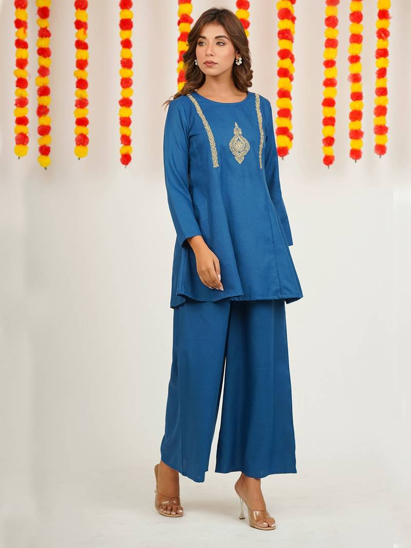 COTTON BLENDED EMBRODIERED CO-ORD SET