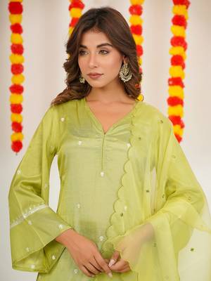 SATIN  EMBRODIERED KURTA SET 6