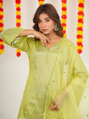 SATIN  EMBRODIERED KURTA SET 7