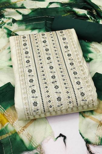Pista Zora silk blend Embroidered Unstitched Dress Material