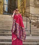 Crimson red color silk blend women's saree