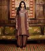 The rusted tissue gota plum kurta set