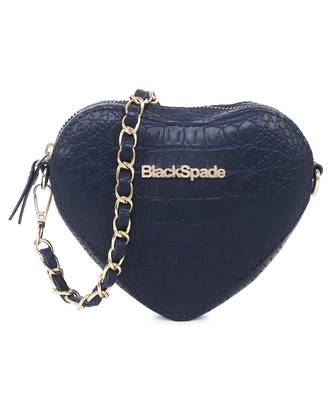 Blue Women Heart-Shaped Croco Crossbody Sling Bag 1
