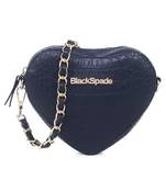 Blue Women Heart-Shaped Croco Crossbody Sling Bag