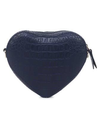 Blue Women Heart-Shaped Croco Crossbody Sling Bag 2