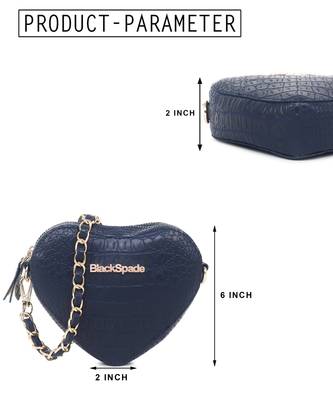 Blue Women Heart-Shaped Croco Crossbody Sling Bag 4
