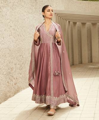The neo classic rose pink angrakha anarkali set 1