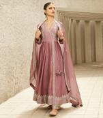 The neo classic rose pink angrakha anarkali set