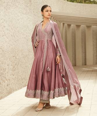 The neo classic rose pink angrakha anarkali set 2